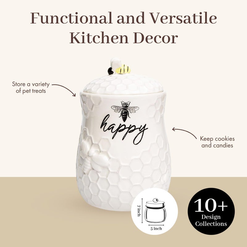 Young's Inc. Ceramic Honey Bee Cookie Jar with Lid and Handle â€“ Honeycomb Design, 5.75" x 5.83" x 7.87", Decorative and Functional Kitchen Storage - Tea Canister - Image 4